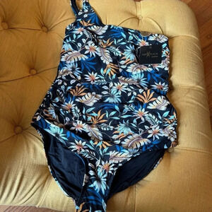 NWT Nip Tuck Floral One Shoulder One‎ Piece Swimsuit Size US 10 Style: NN1023DPK